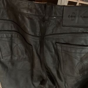 Calvin Klein Men’s Black Leather Pants 30 x 32